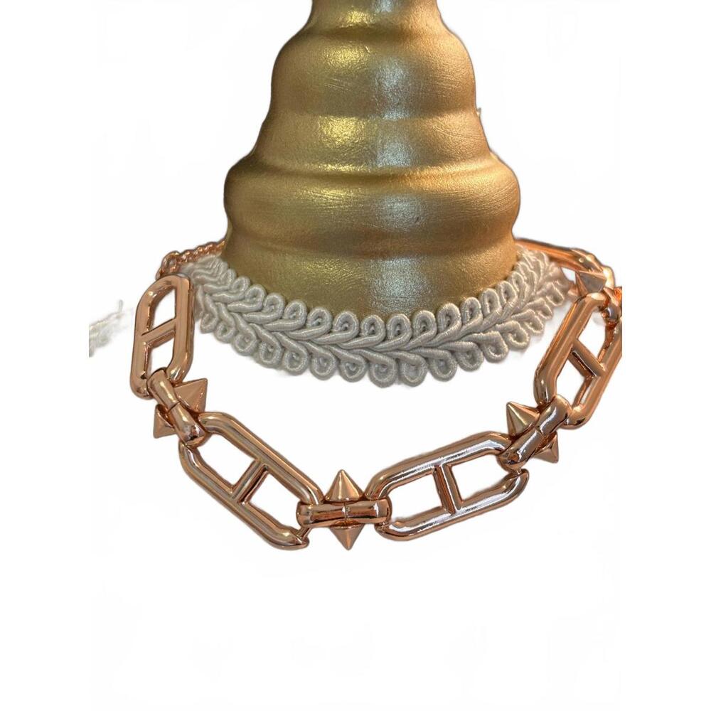 BP Rose Gold Tone Chain Link Bracelet with Spiked Accents
